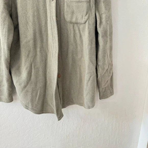 Vintage Hot Cotton By Marc Ware Sage Green Teddy Sherpa Button Down Shacket M - Picture 6 of 15